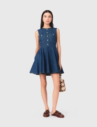 Robe courte évasée en denim Robe courte évasée en denim