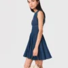 Robe courte évasée en denim Robe courte évasée en denim
