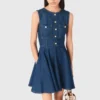 Robe courte évasée en denim Robe courte évasée en denim