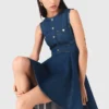 Robe courte évasée en denim Robe courte évasée en denim