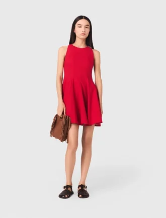 Robe courte évasée en mélange de lin