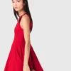 Robe courte évasée en mélange de lin Robe courte évasée en mélange de lin