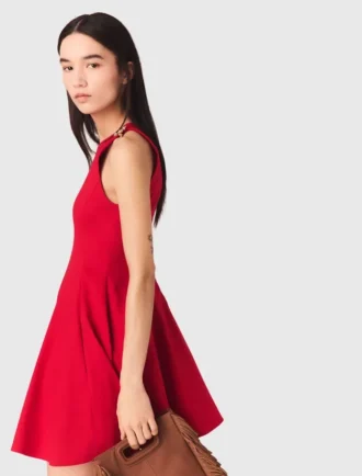 Robe courte évasée en mélange de lin