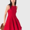 Robe courte évasée en mélange de lin Robe courte évasée en mélange de lin