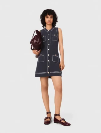 Robe droite en maille cousue