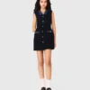 Robe en tweed avec détails en denim Robe en tweed avec détails en denim