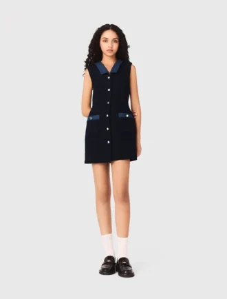 Robe en tweed avec détails en denim