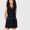 Robe en tweed avec détails en denim Robe en tweed avec détails en denim