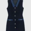 Robe en tweed avec détails en denim Robe en tweed avec détails en denim