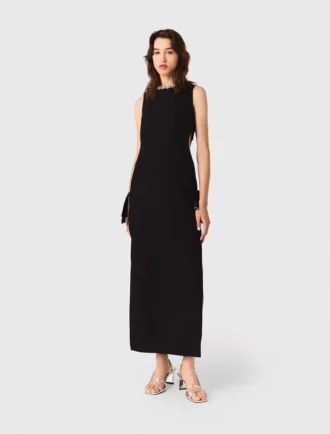 Robe longue à col bijou