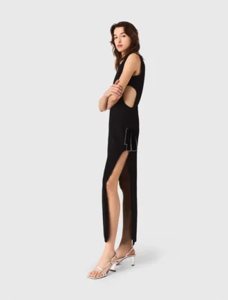 Robe longue à col bijou