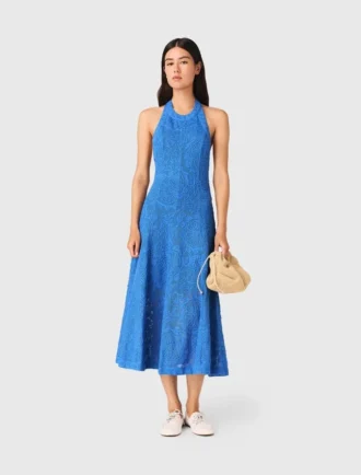 Robe longue dos nu en guipure