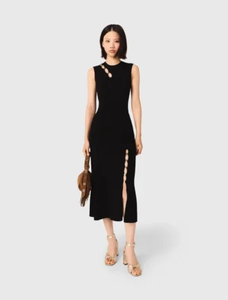Robe longue en maille côtelée ajourée