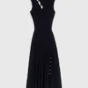 Robe longue en maille côtelée ajourée Robe longue en maille côtelée ajourée