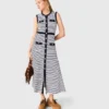 Robe longue en maille rayée