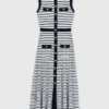 Robe longue en maille rayée