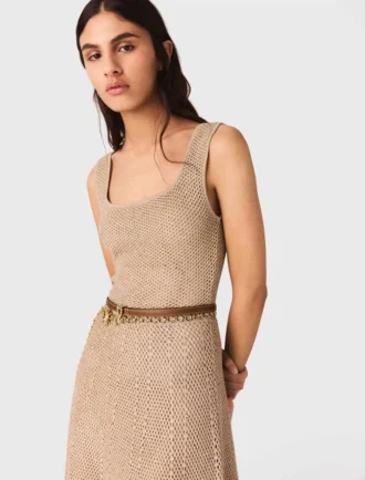 Robe longue en maille à strass