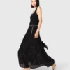 Robe longue en maille à strass