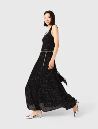 Robe longue en maille à strass