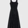 Robe longue en maille à strass