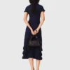 Robe longue en maille à volants