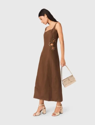 Robe longue en mélange de lin