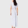 Robe longue en satin, taille plissée Robe longue en satin, taille plissée