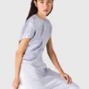 Robe longue en satin, taille plissée Robe longue en satin, taille plissée