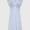 Robe longue en satin, taille plissée Robe longue en satin, taille plissée