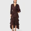 Robe longue fluide à volants