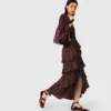 Robe longue fluide à volants