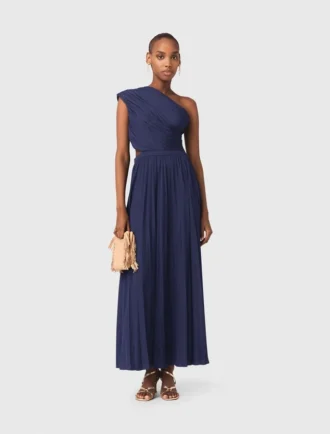 Robe longue plissée asymétrique