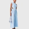 Robe longue plissée asymétrique