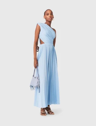 Robe longue plissée asymétrique