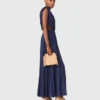 Robe longue plissée asymétrique