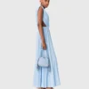 Robe longue plissée asymétrique