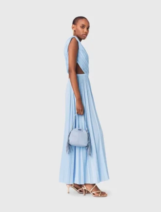 Robe longue plissée asymétrique
