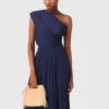 Robe longue plissée asymétrique