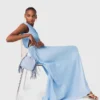 Robe longue plissée asymétrique