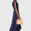 Robe longue plissée asymétrique