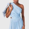 Robe longue plissée asymétrique