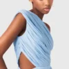 Robe longue plissée asymétrique