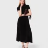 Robe longue plissée à col polo