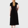 Robe longue plissée à col polo