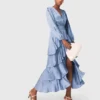 Robe longue à volants