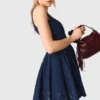 Robe évasée en denim brodé