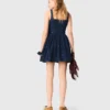 Robe évasée en denim brodé