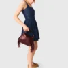 Robe évasée en denim brodé