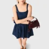 Robe évasée en denim brodé