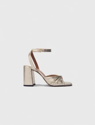 Sandales à talons en cuir métallisé